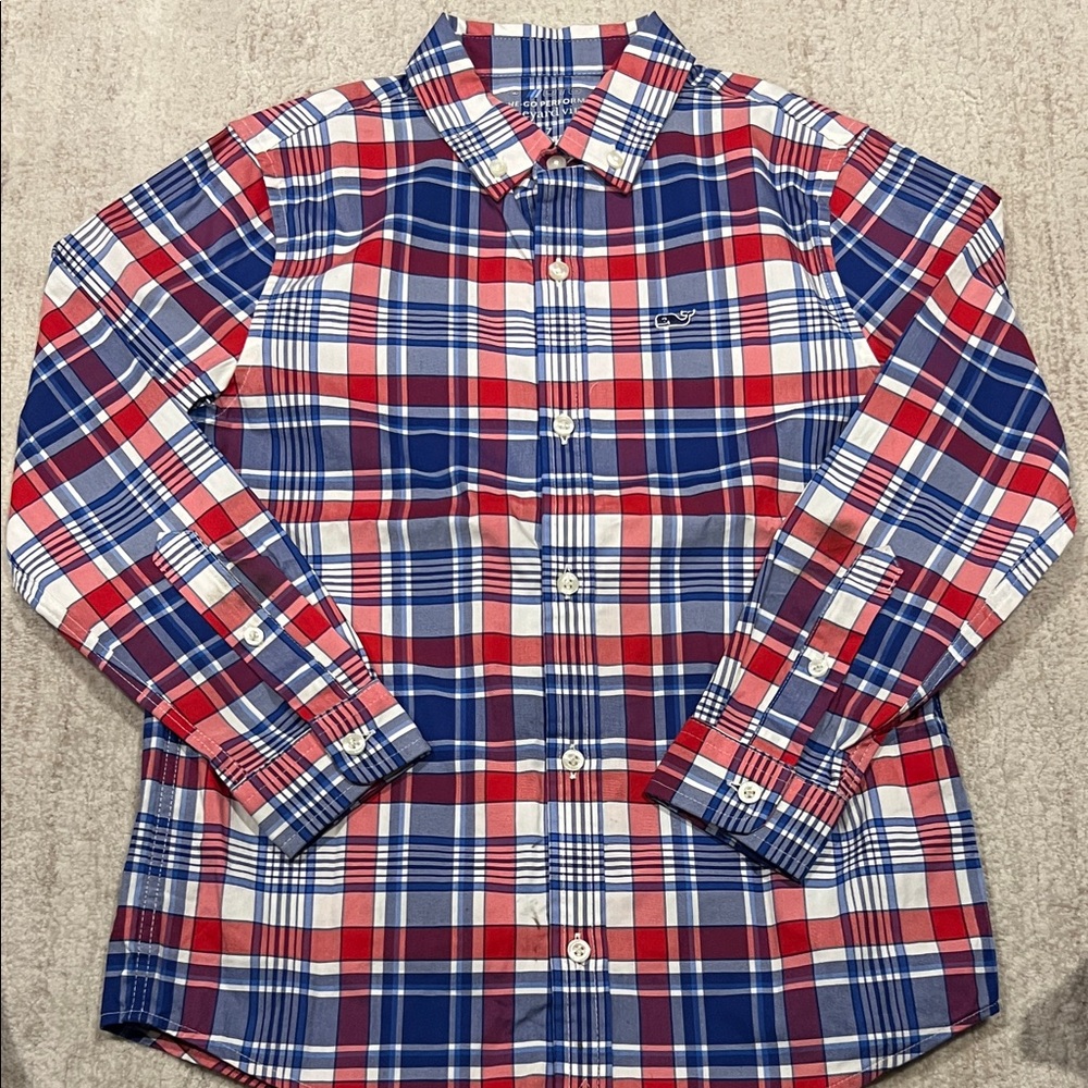 Vineyard Vines Red and Blue Plaid Kids Button Down Shirt